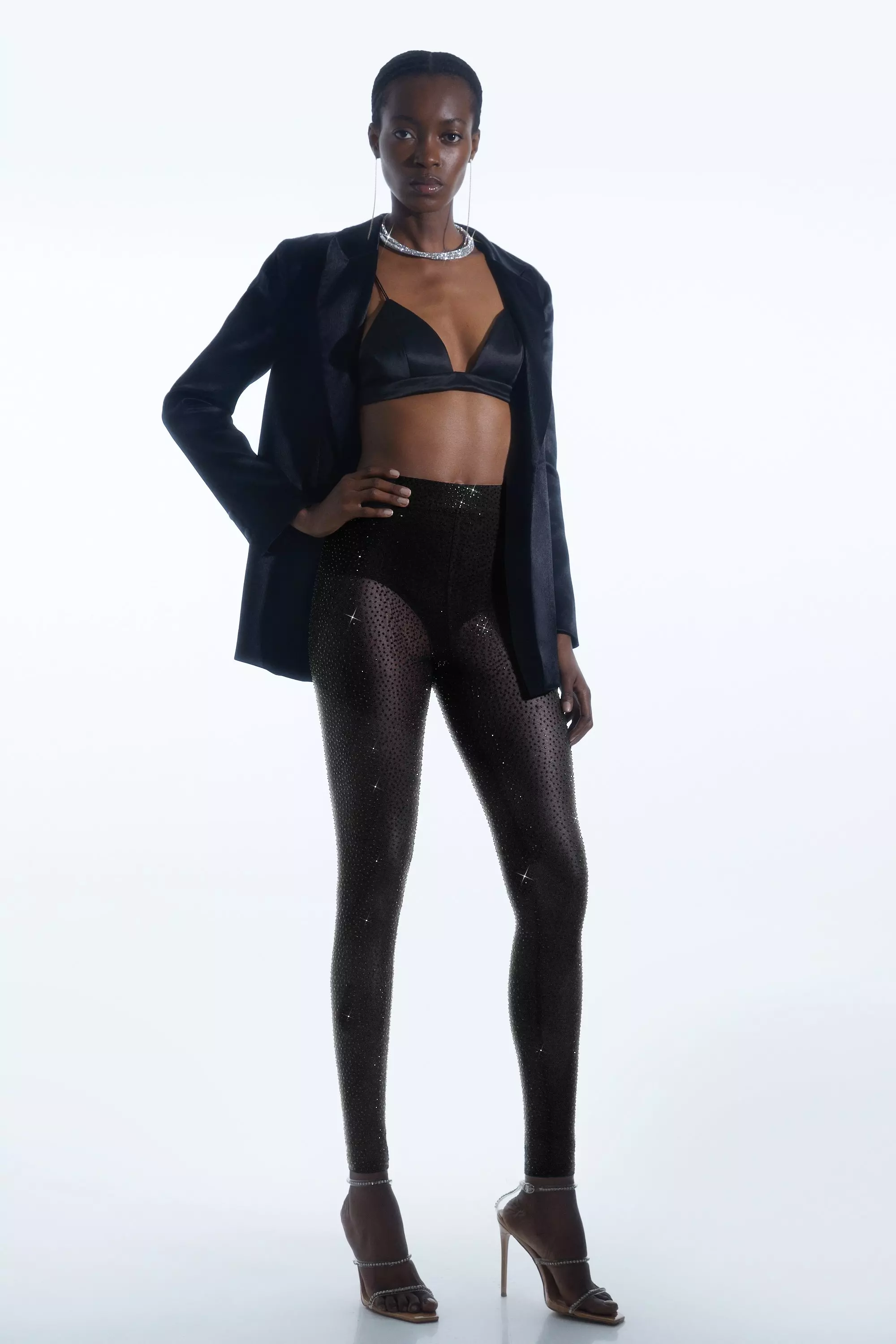 Diamante mesh leggings store