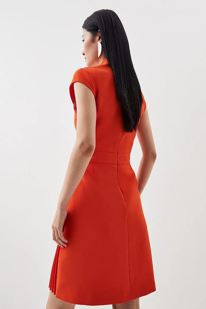 Military Pleat Notch Neck Wrap Tailored Mini Dress | Karen Military Pleat Notch Neck Wrap Tailored Mini Dress | Karen