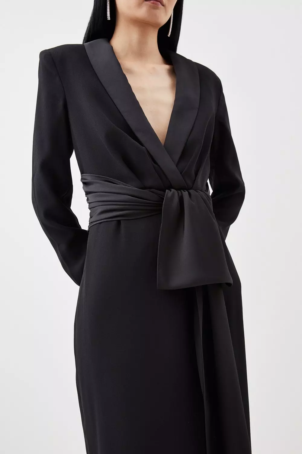 Satin Back Crepe Belted Woven Midi Wrap Dress Karen Millen