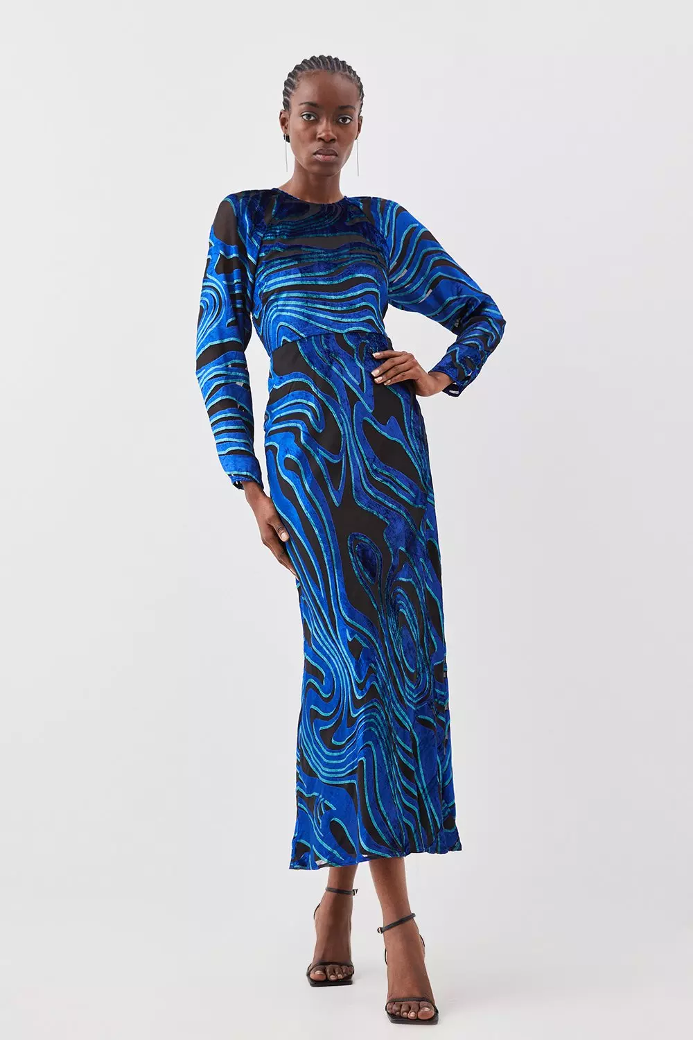 Velvet print dress sales