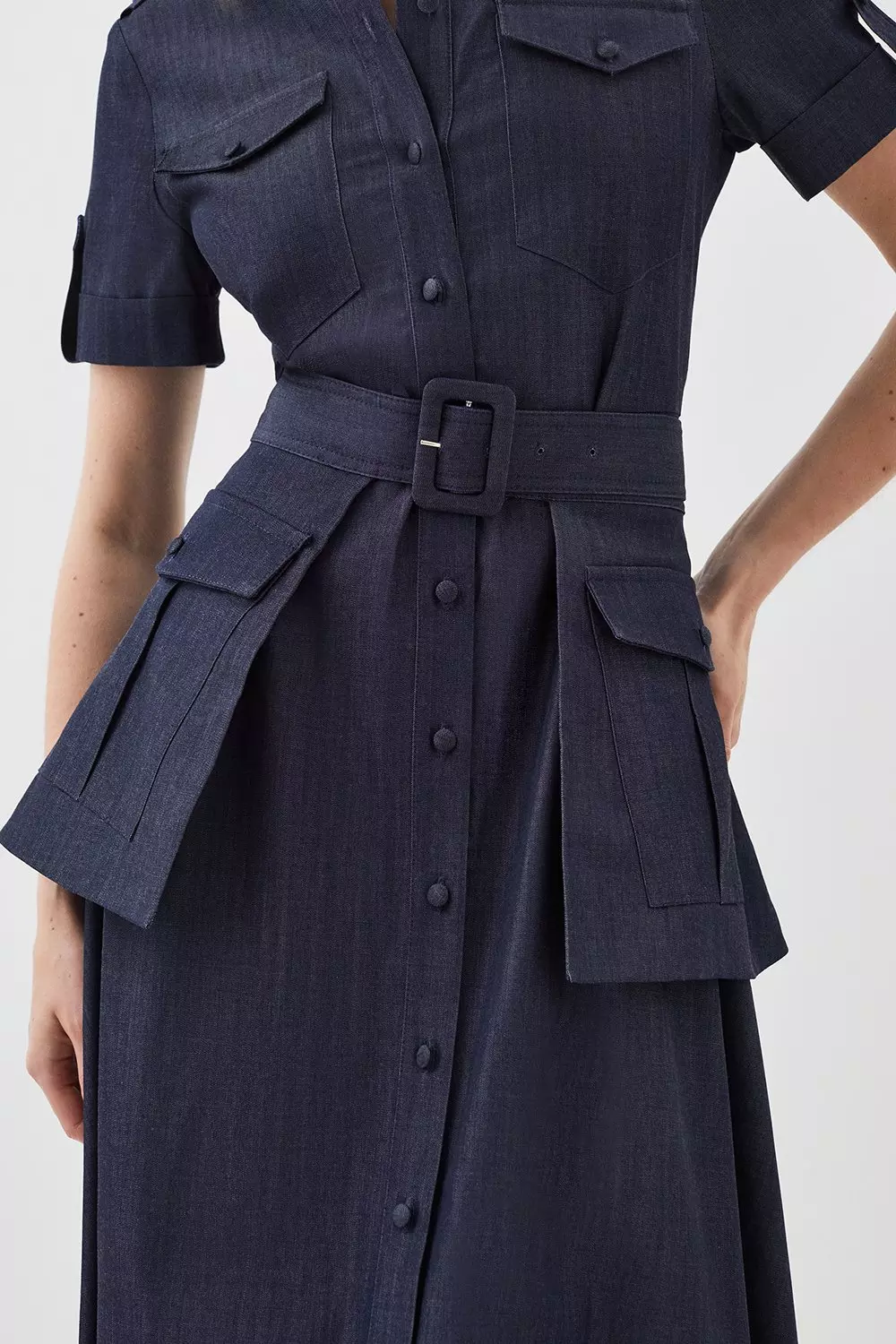 Karen millen denim utility dress sales