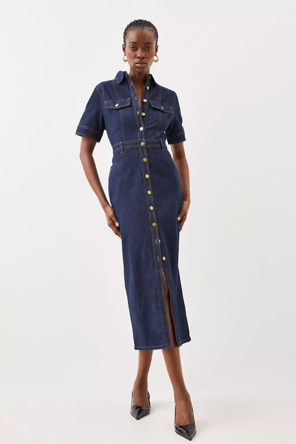 Denim Maxi Shirt Dress Karen Millen