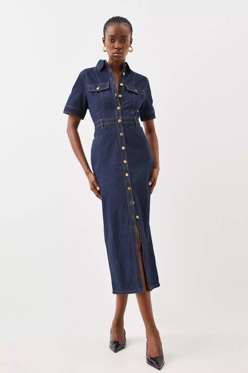 Denim Maxi Shirt Dress | Karen Millen