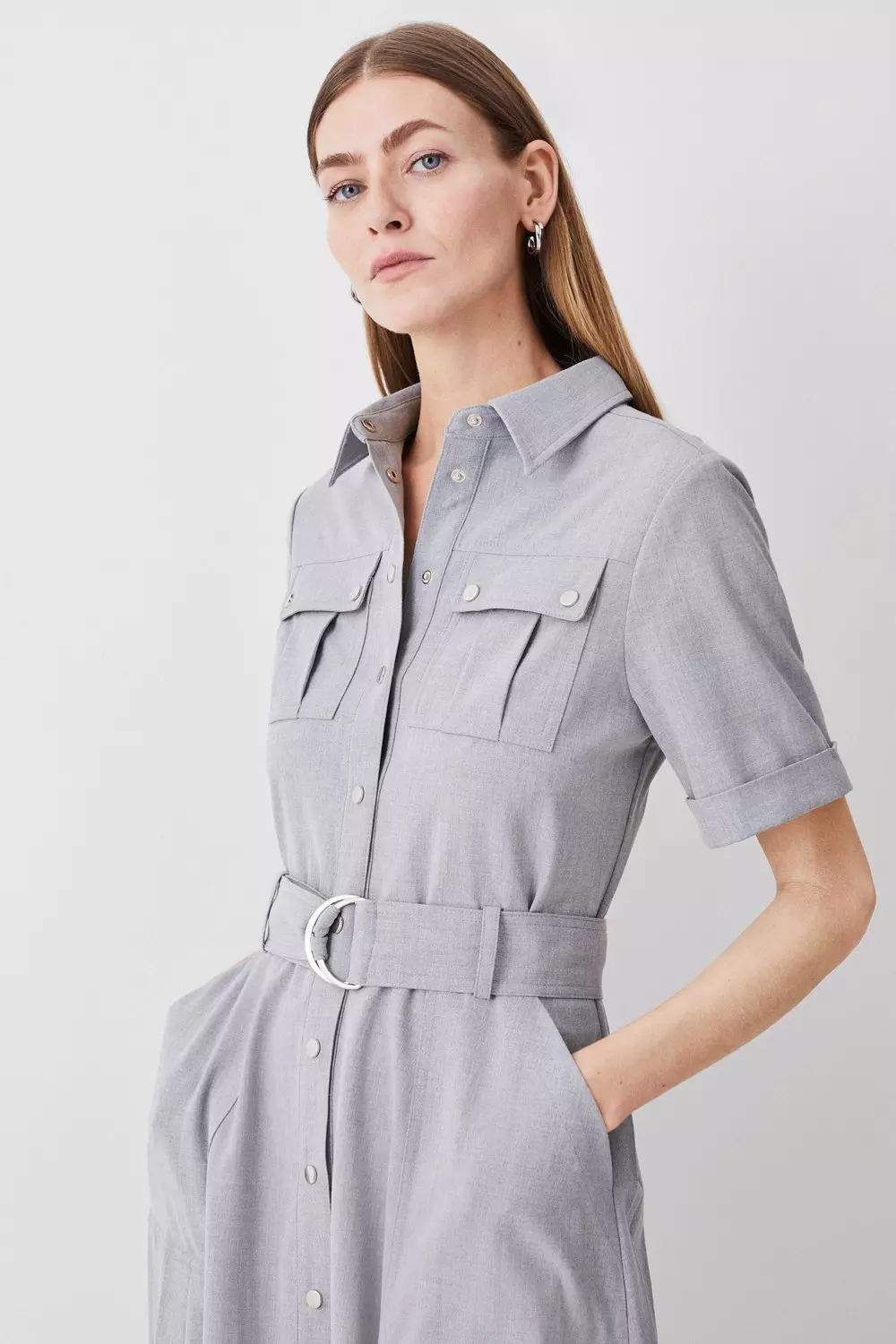 Belted utility shirt dress online