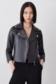 Leather Shrunken Moto Jacket | Karen Millen Leather Shrunken Moto Jacket | Karen Millen