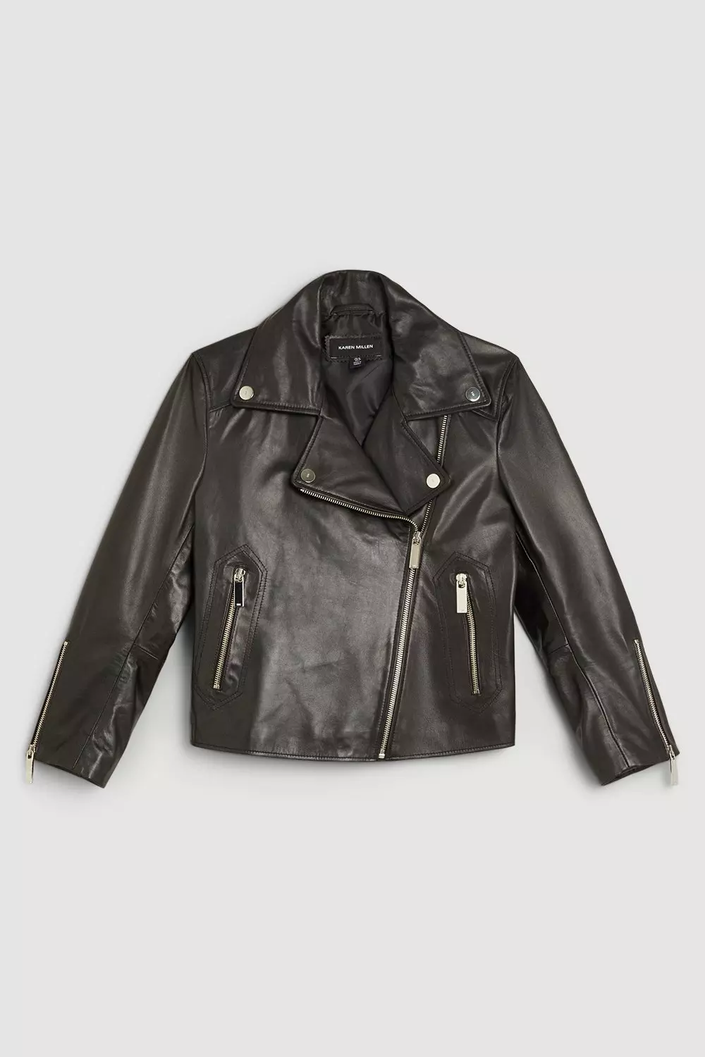 Leather Shrunken Biker Jacket Karen Millen