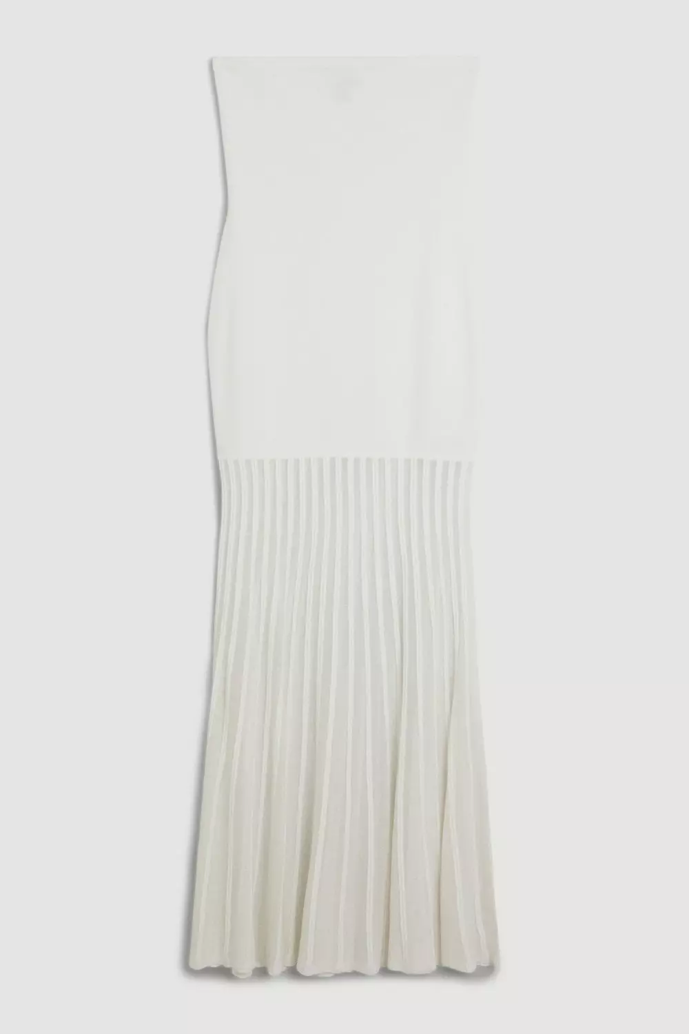 Viscose Blend Sheer Knit Bandeau Pleated Skirt Midaxi Dress | Karen Millen