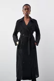Sheer Panel Detailed Belted Trench Coat | Karen Millen Sheer Panel Detailed Belted Trench Coat | Karen Millen