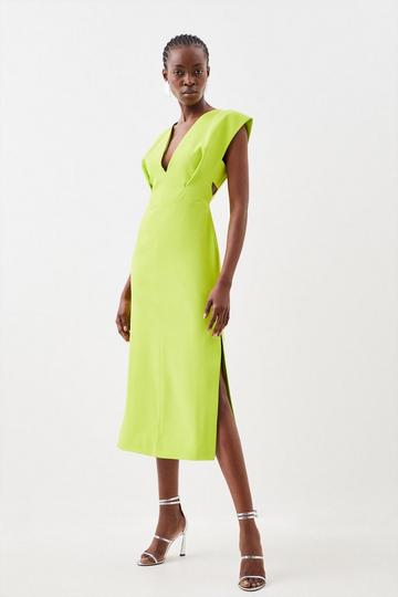 Soft Tailored Sleeveless Column Midi Dress lime