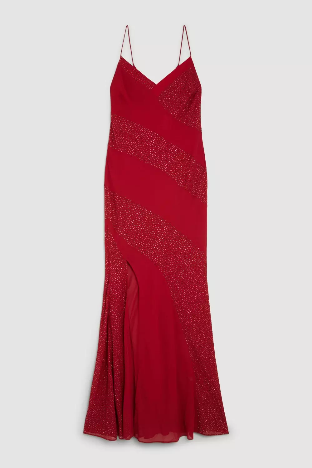 Diamante Embellished Plunge Strappy Maxi Dress | Karen Millen