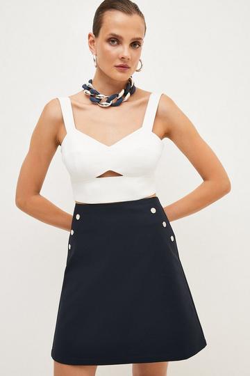 Petite Essential Techno Woven Skirt navy