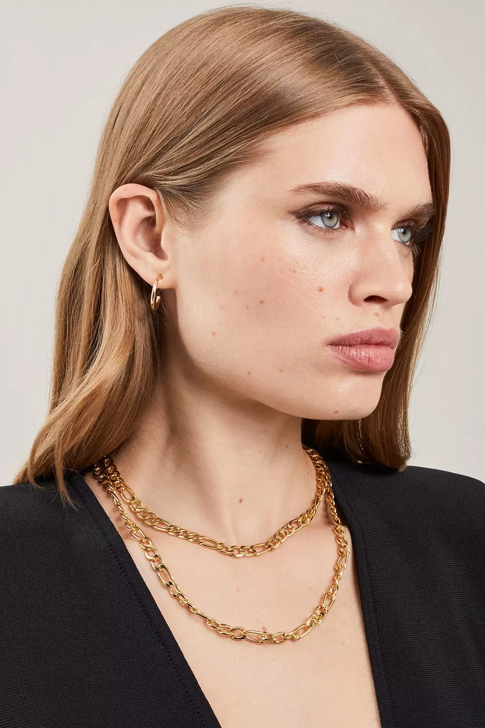 Gold Multi Layered Chain Necklace alternative image