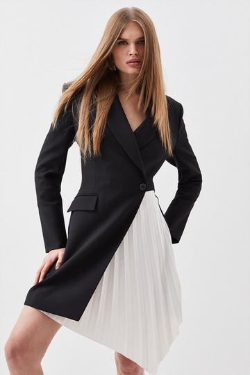 Compact Stretch Soft Tailored Panel Blazer Mini Dress mono