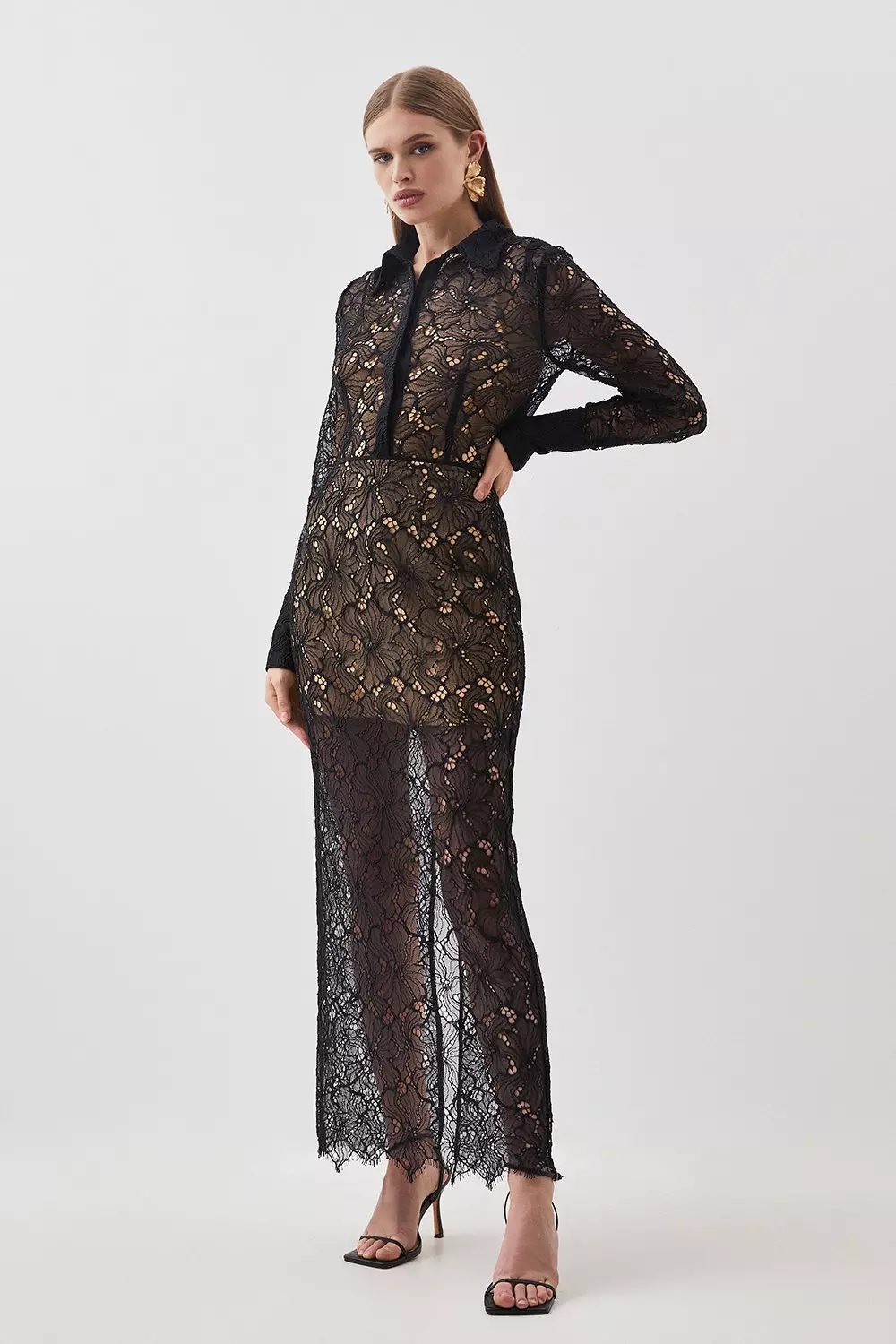 Lace Woven Midi Skirt Karen Millen