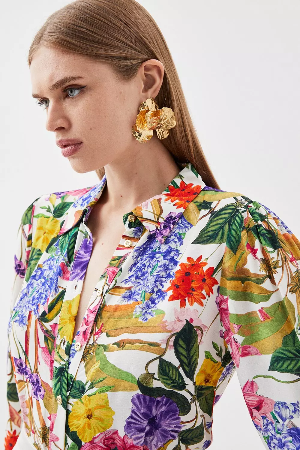 Spring Floral Woven Shirt | Karen Millen