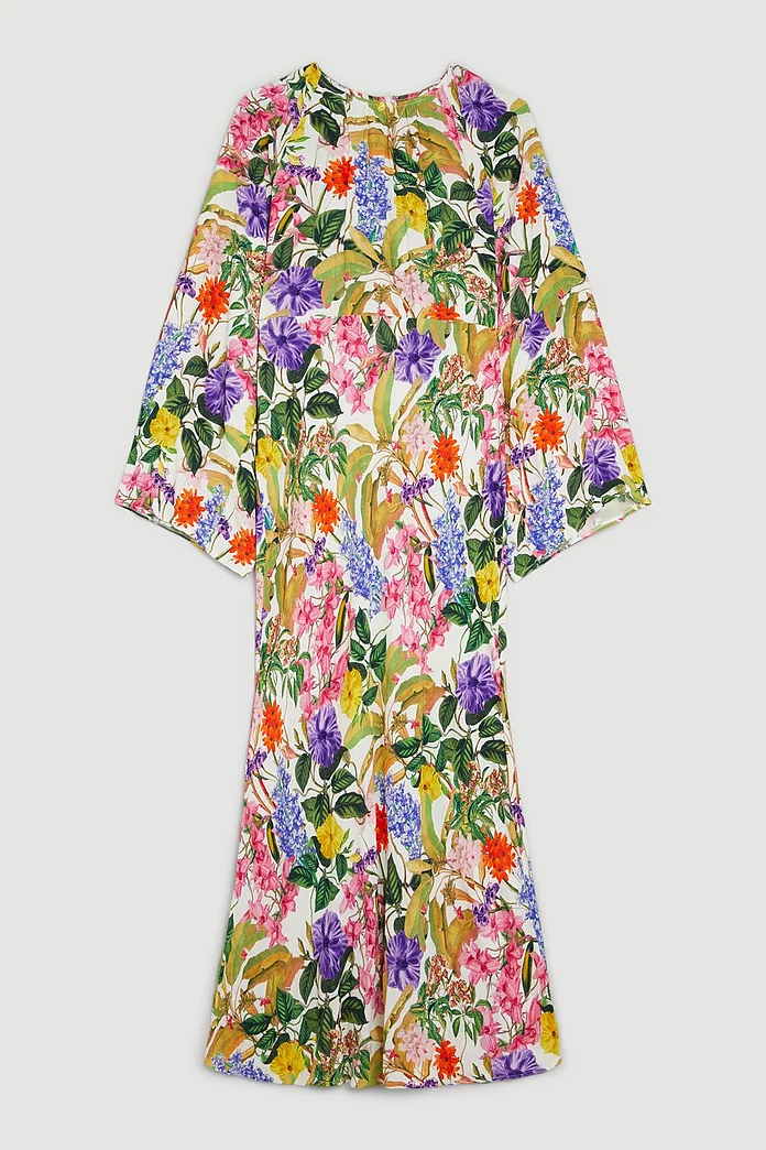 Plus Size Spring Floral Short Sleeve Batwing Midi Dress Plus Size Spring Floral Short Sleeve Batwing Midi Dress