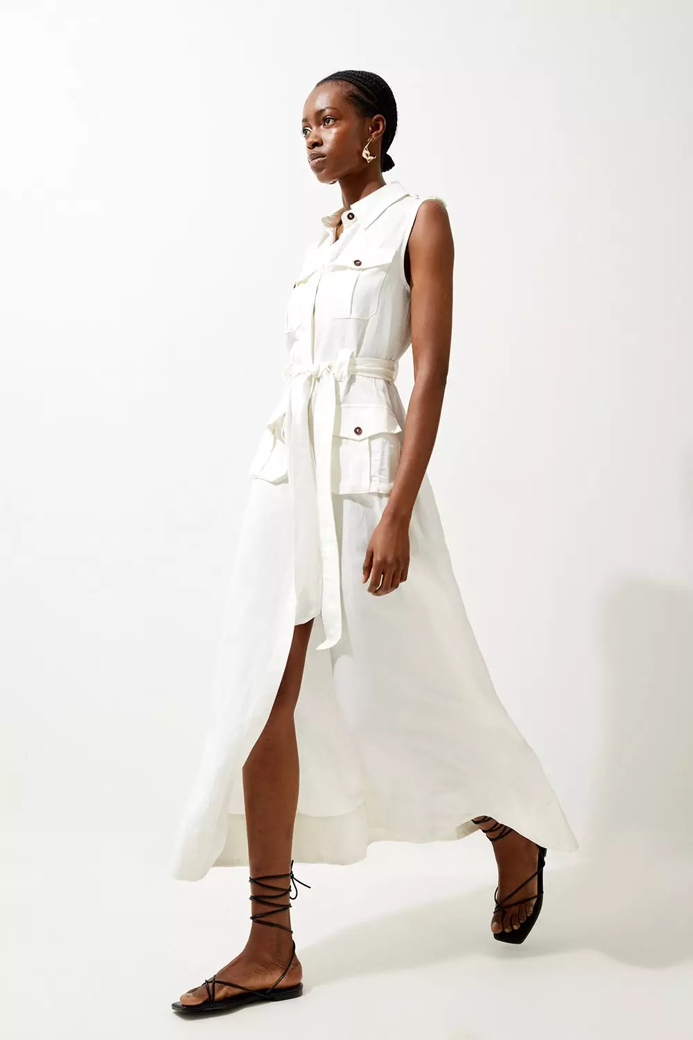 Sleeveless maxi shirt dress on sale