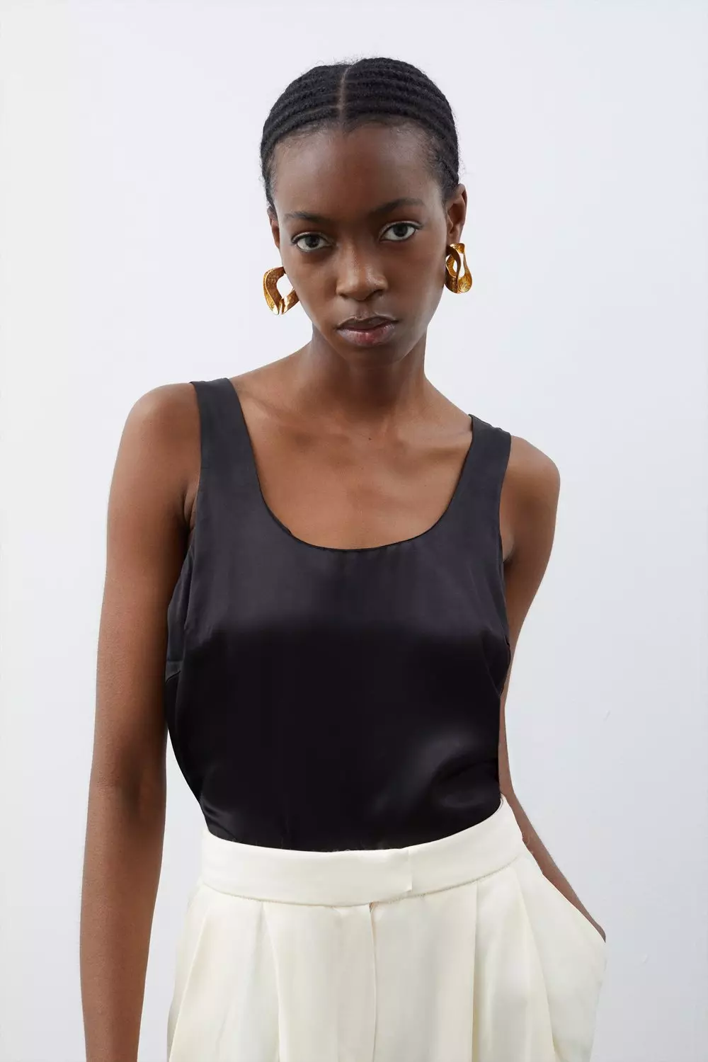 Satin black cami top online