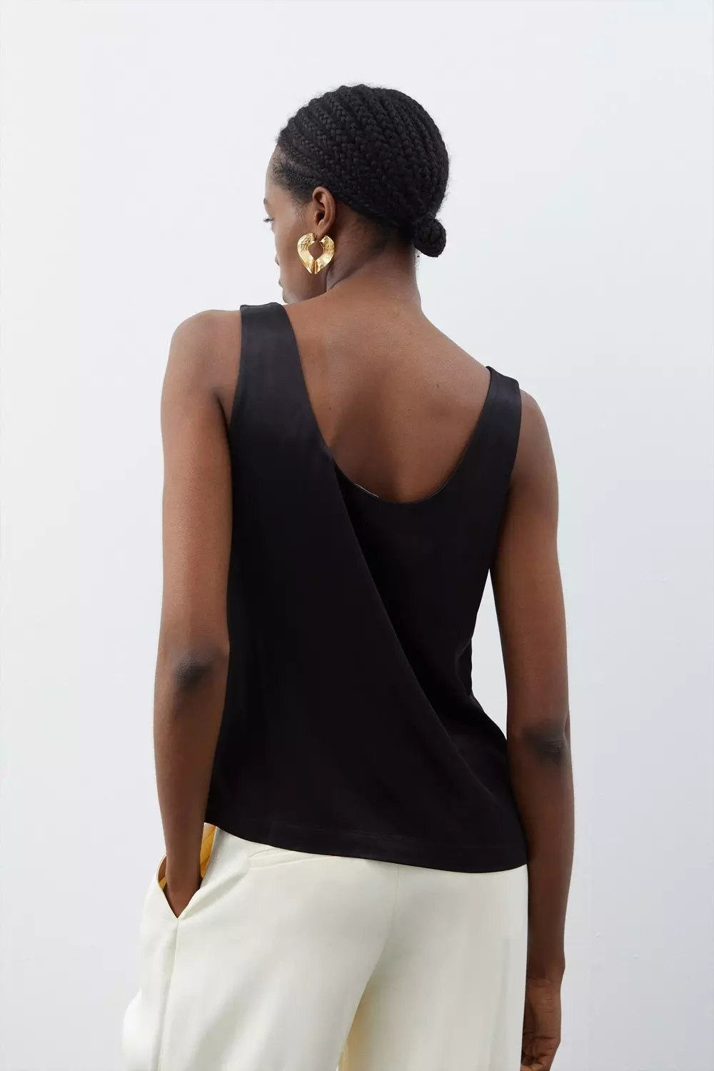 One Shoulder Metallic Woven Top | Karen Millen