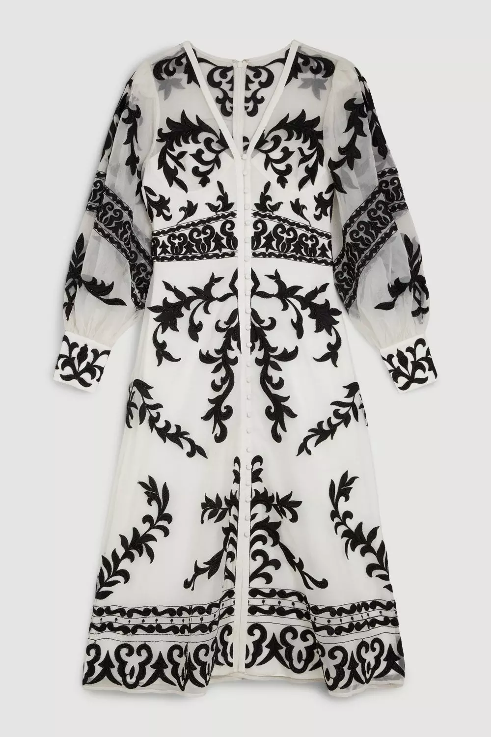 Ivory Baroque Applique Woven Midi Dress alternative image
