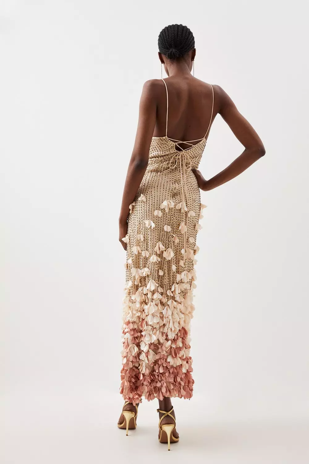 Crystal Applique Woven Strappy Maxi Dress | Karen Millen