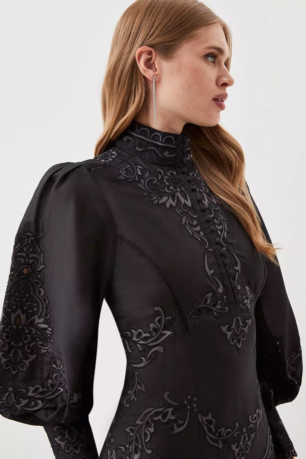 ◆KAREN MILLEN◆ カットワーク 刺繍織り ミディプロムドレス Petite Lydia Millen Cutwork Woven Maxi | Karen Millen