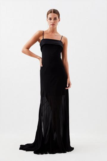 Petite Premium Georgette Bandeau Maxi Dress black