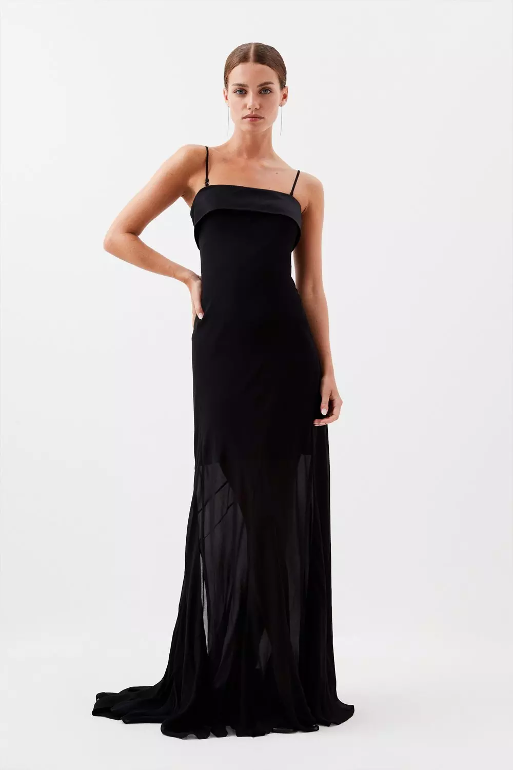 Black Petite Premium Georgette Bandeau Maxi Dress alternative image
