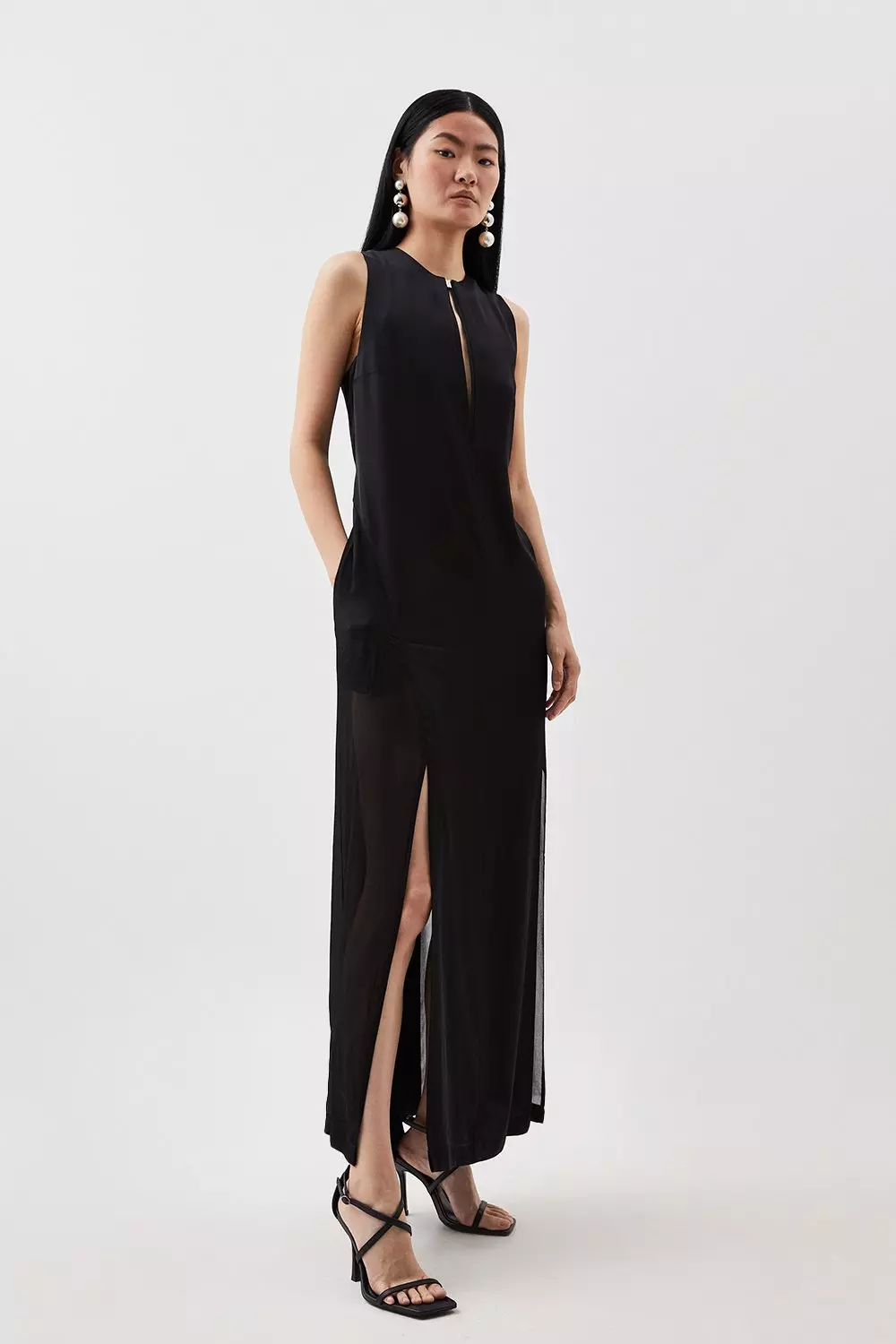 Karen millen black satin dress hotsell