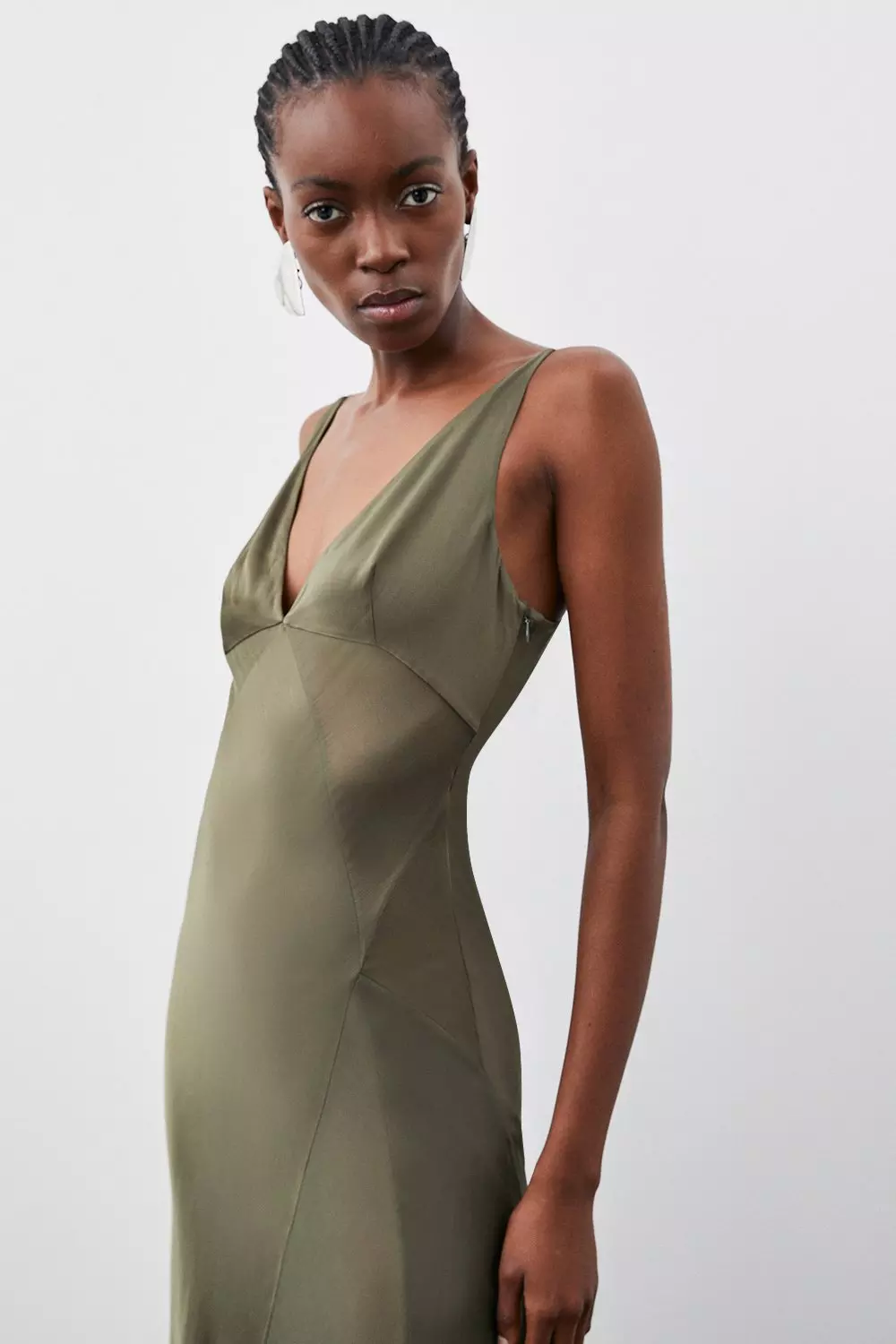 Sheer Panelled Satin Woven Maxi Dress | Karen Millen