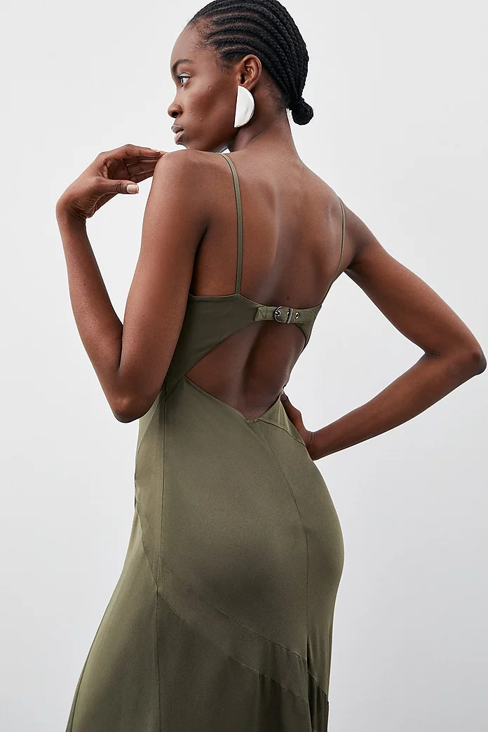 Sheer Panelled Satin Woven Maxi Dress | Karen Millen Sheer Panelled Satin Woven Maxi Dress | Karen Millen