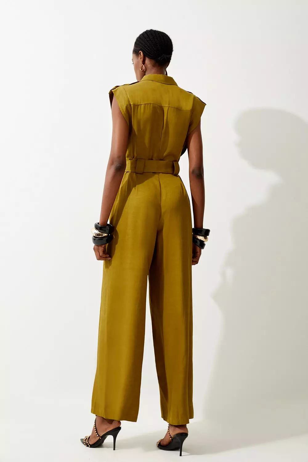 Frankie shop hot yellow linen belted jumpsuit