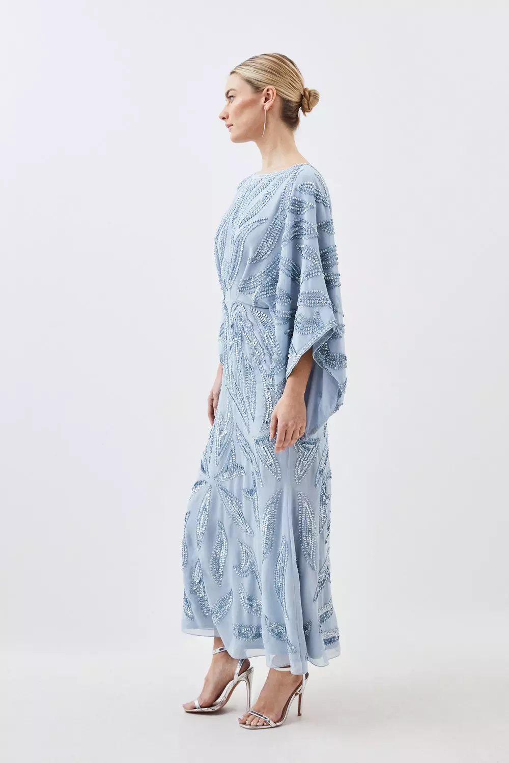 Petite Kimono Sleeve Embellished Woven Maxi Dress | Karen Millen