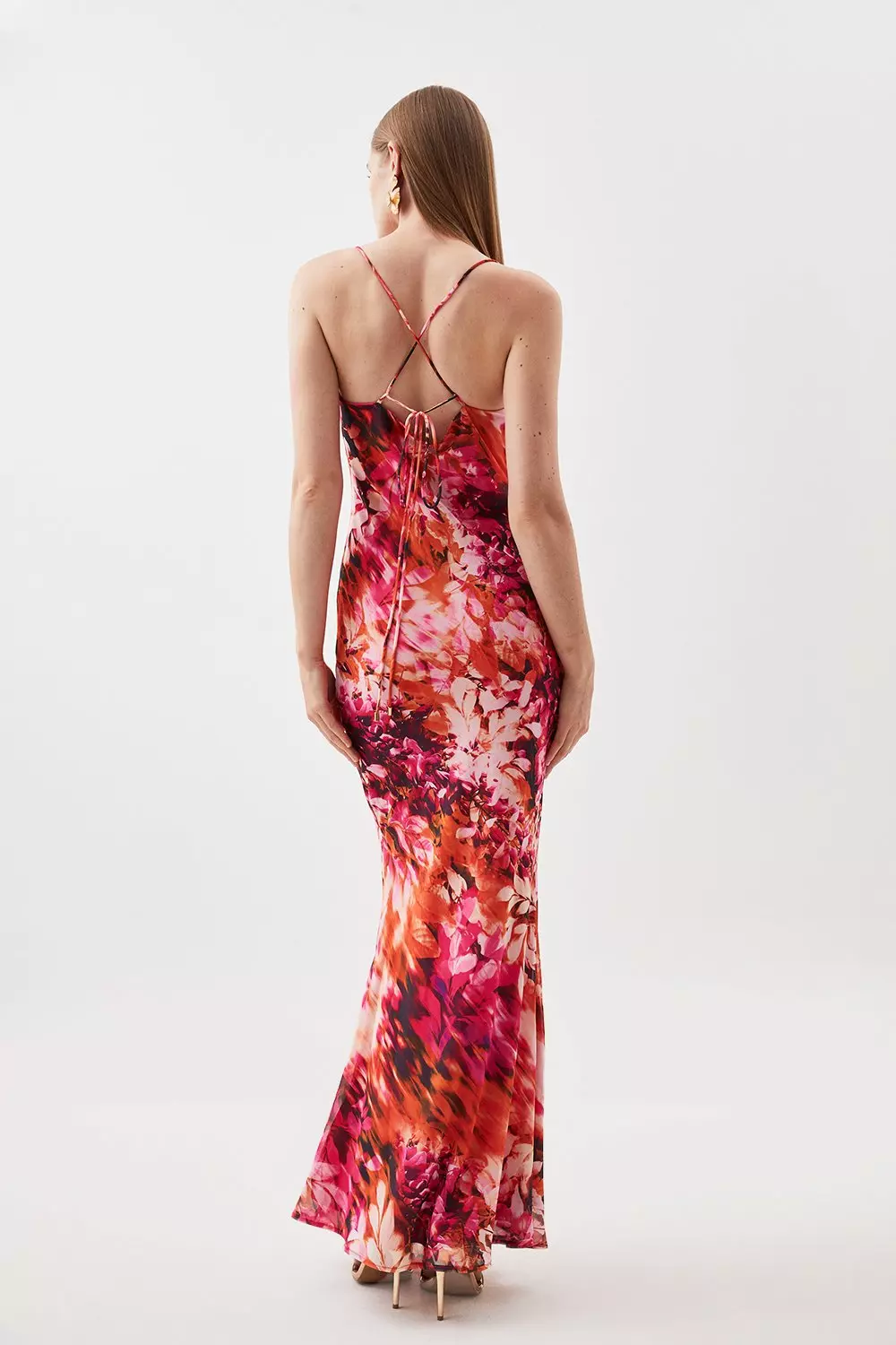 Floral Ruffle Woven Slip Maxi Dress | Karen Millen