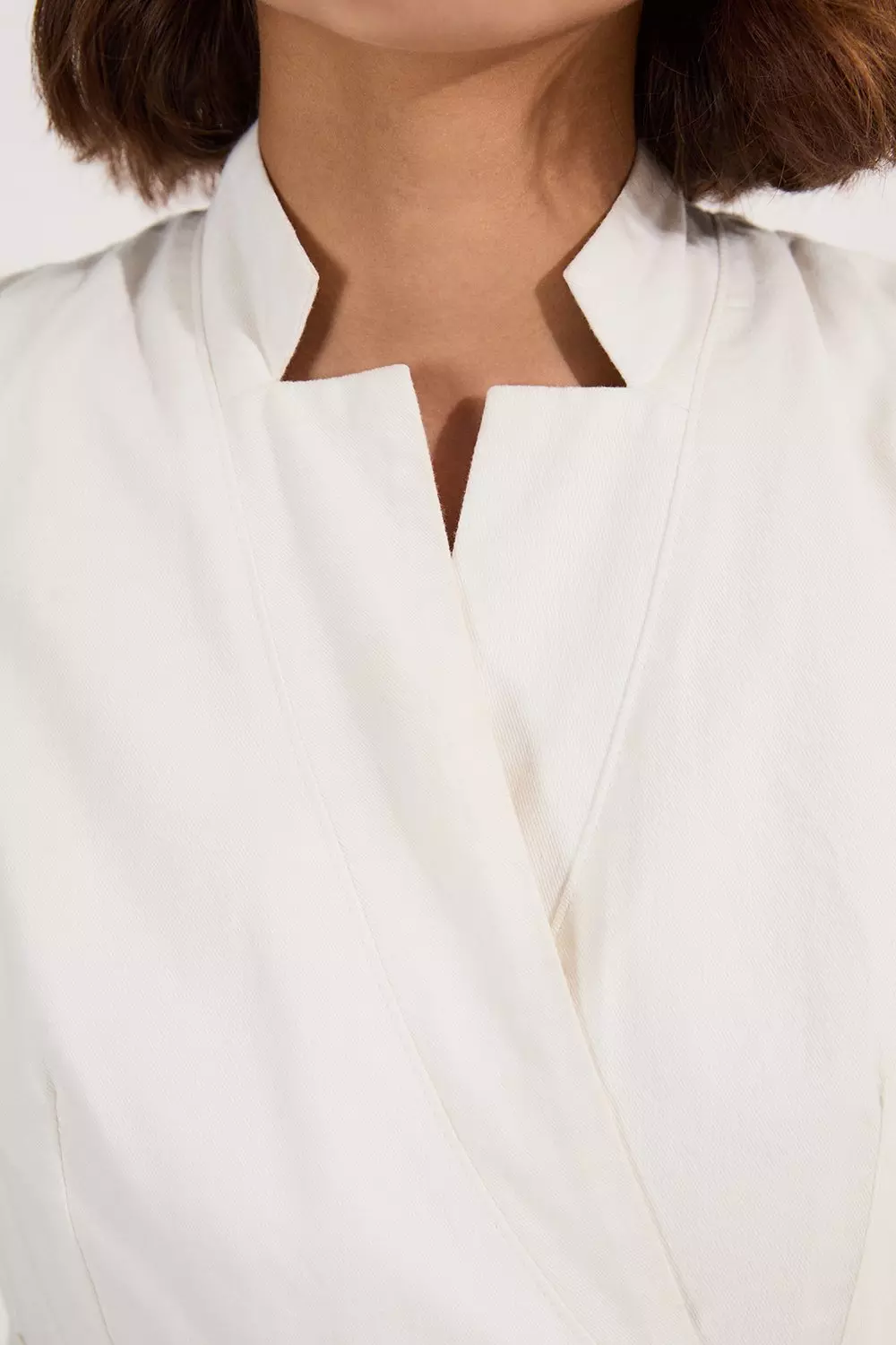 Denim Tailored Notch Neck Belted Fluid Midi Dress | Karen Millen
