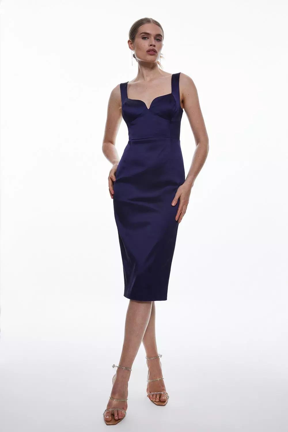 Karen millen satin pencil dress best sale