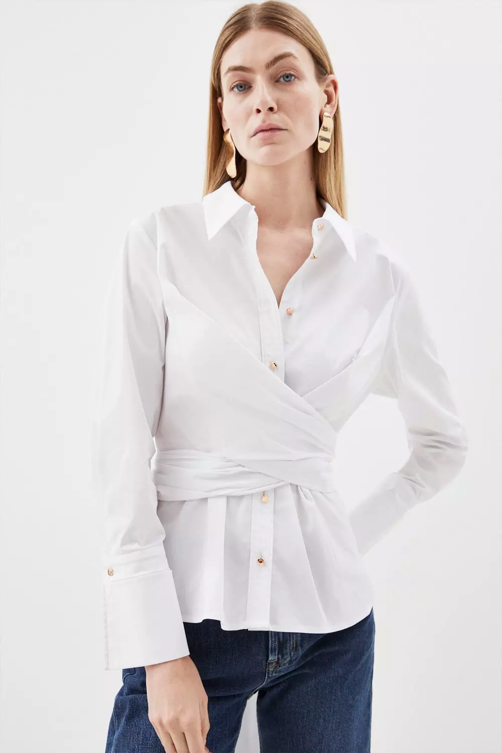 【Karen Millen】チェーンプリント コットンサテン シャツドレス Placed Chain Cotton Sateen Shirt Dress | Karen Millen