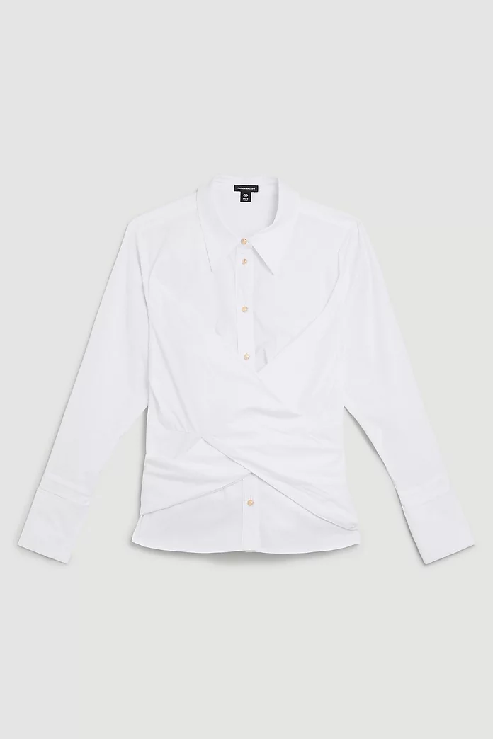 Cotton Poplin Wrap Detail Woven Shirt | Karen Millen Cotton Poplin Wrap Detail Woven Shirt | Karen Millen