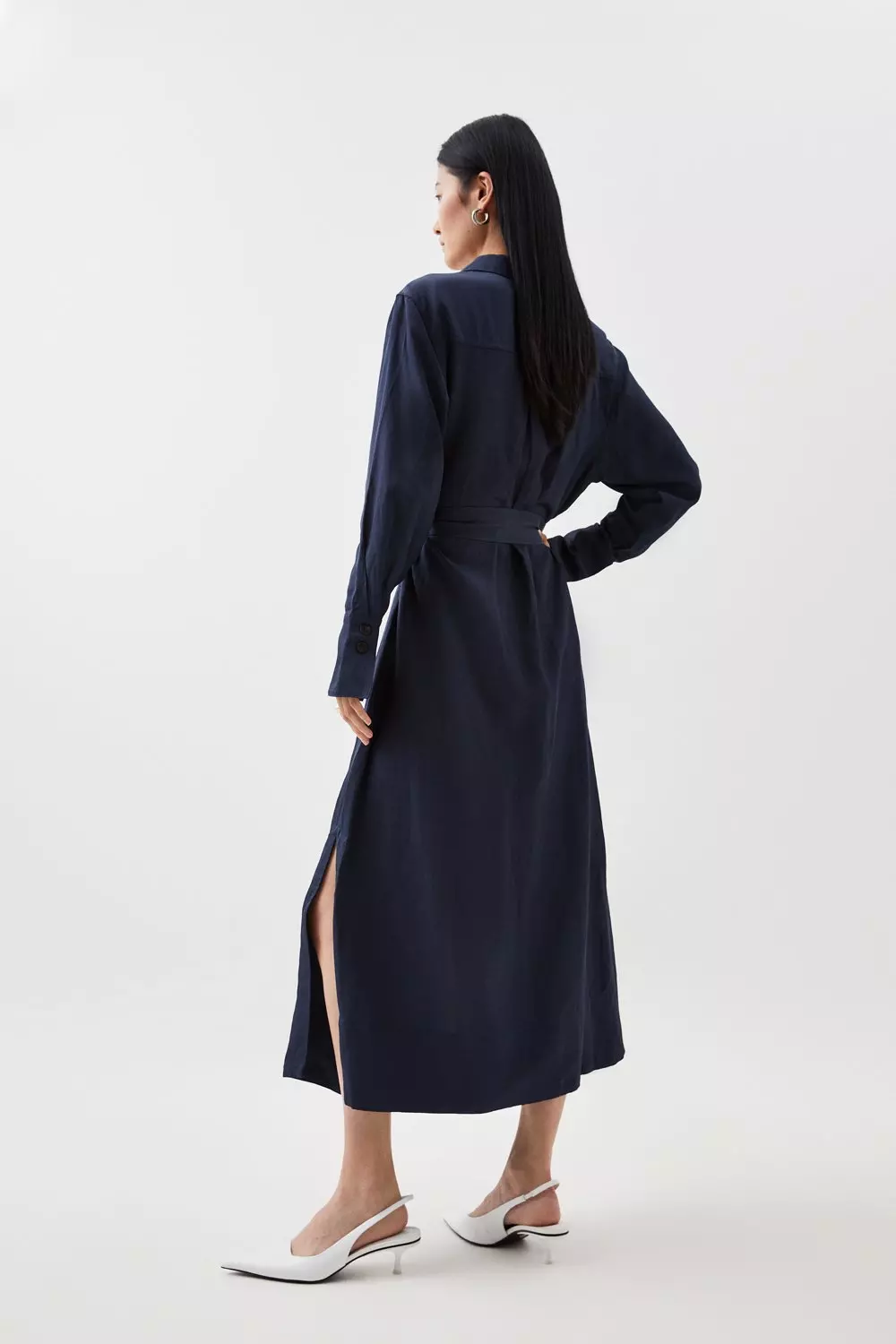 【I AM MARI】Miyan summer shirts long dress★2色 Linen mandarin collar shirt, ecru | 
