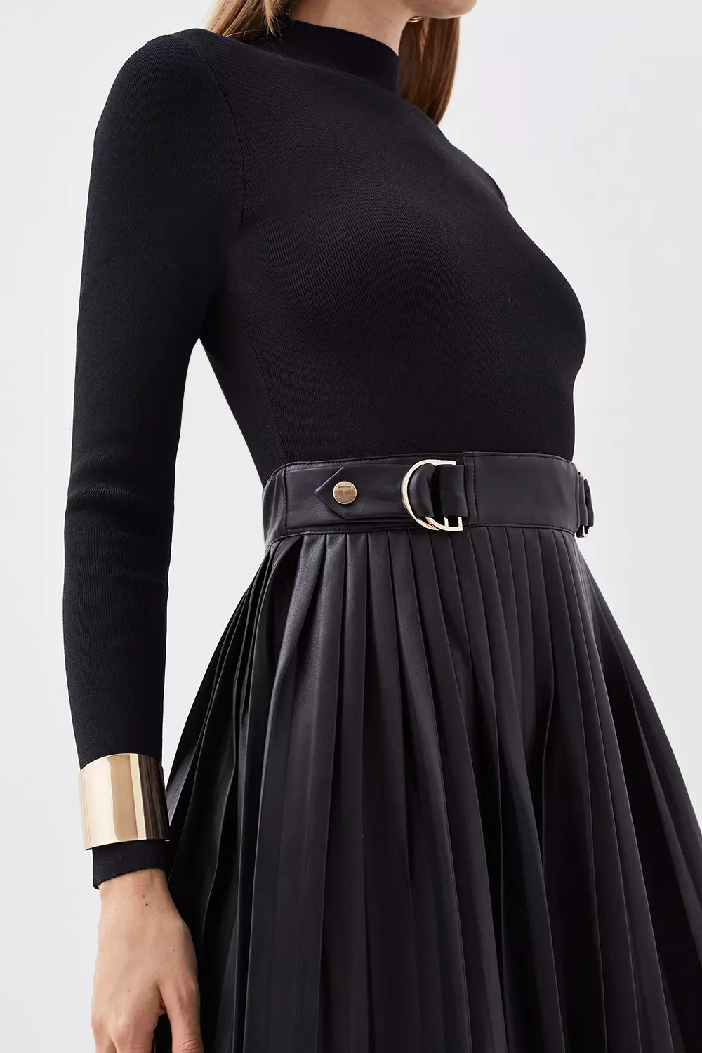 Black knitted skater dress sale
