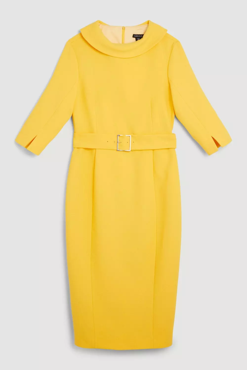Compact Stretch Tailored Roll Neck Pencil Midi Dress | Karen