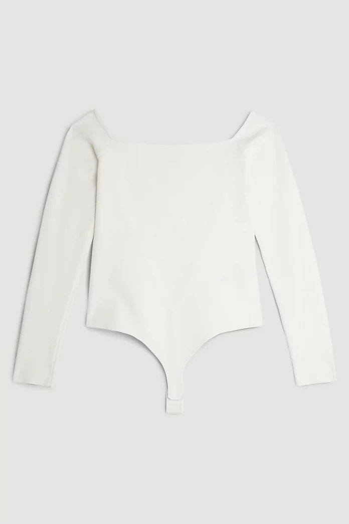 Body Contouring Off The Shoulder Knit Thong Bodysuit | Karen Body Contouring Off The Shoulder Knit Thong Bodysuit | Karen