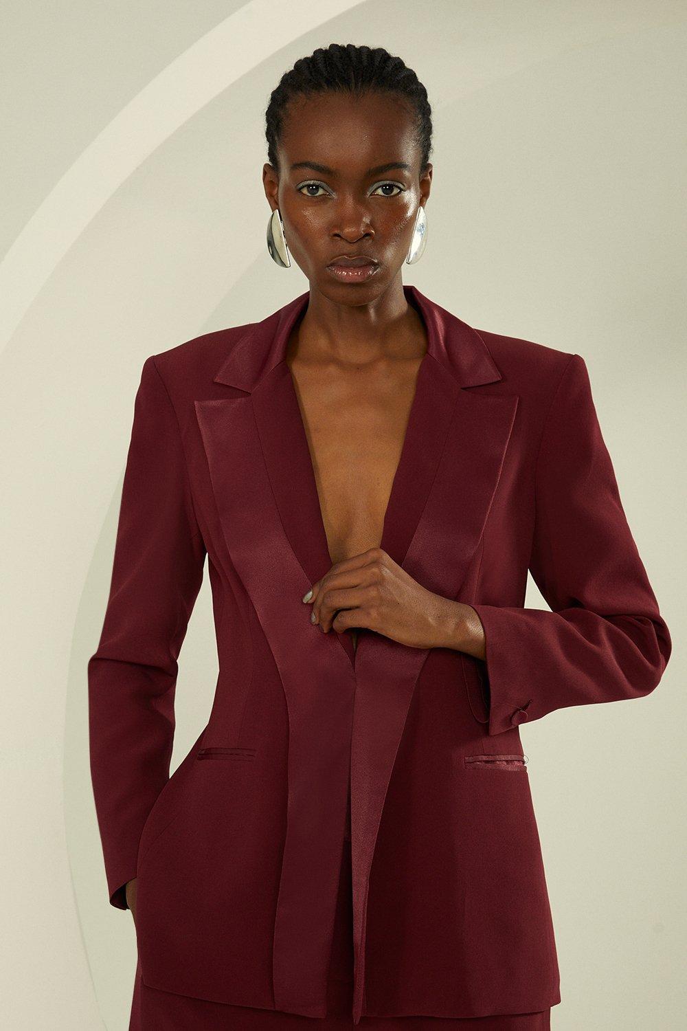 Viscose Crepe Jacket W/ Satin Lapel