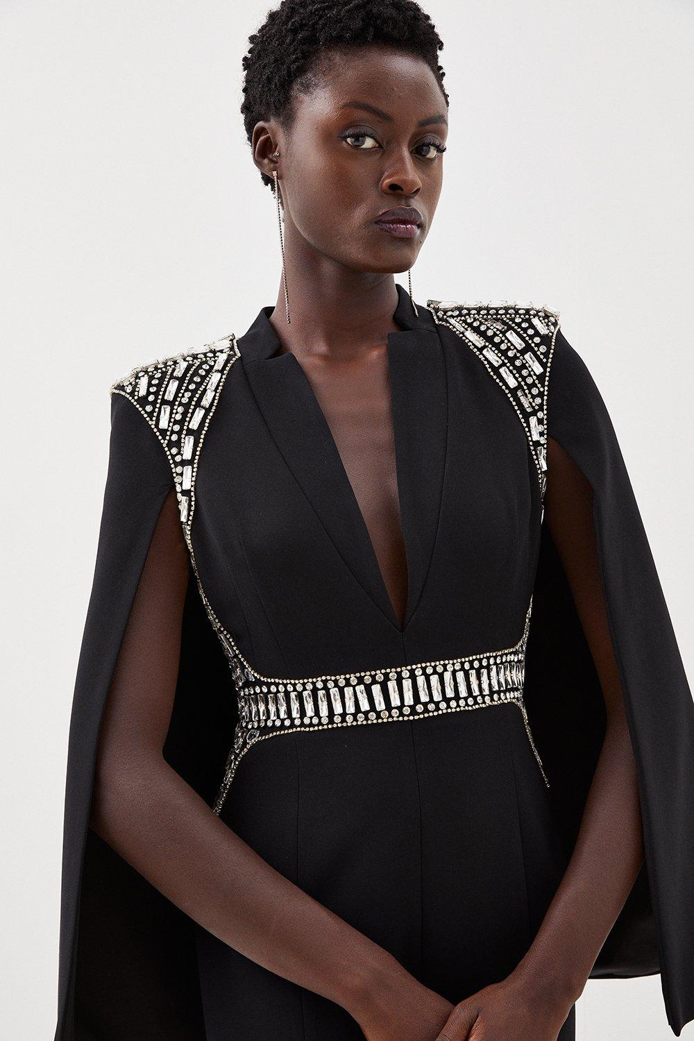 black cape dress