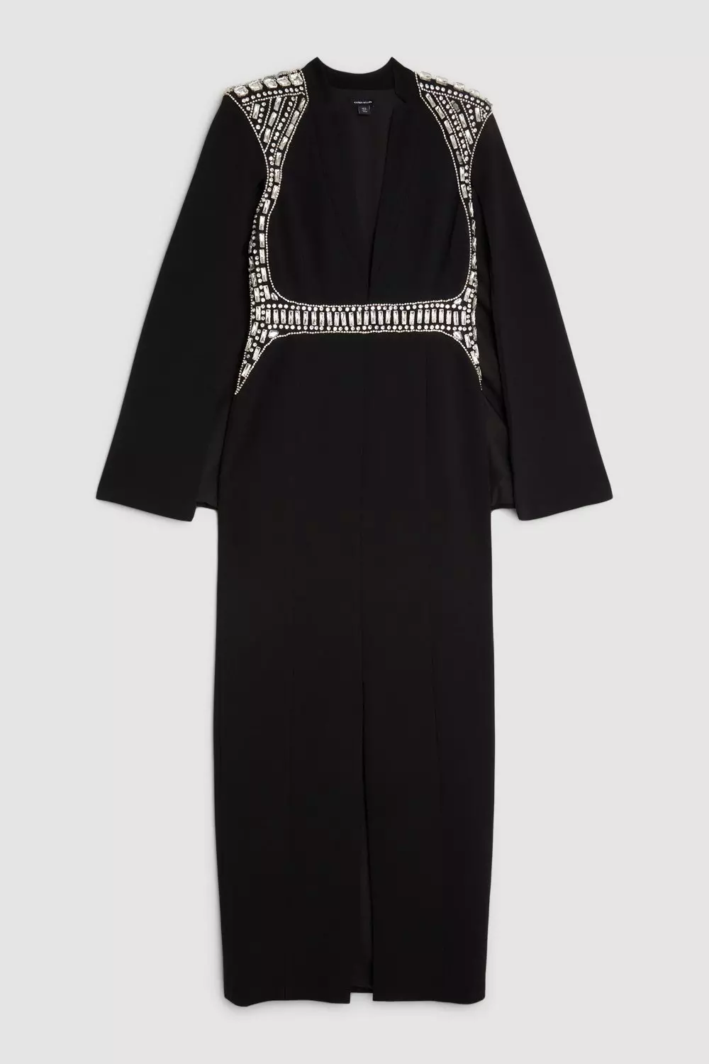 Petite Embellished Caddy Plunge Cape Sleeve Woven Midi Dress Karen Millen