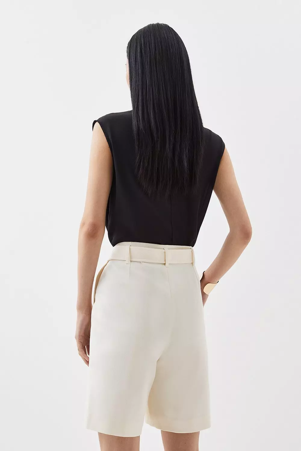 Relaxed Tailored Belted Tailored Shorts Karen Millen