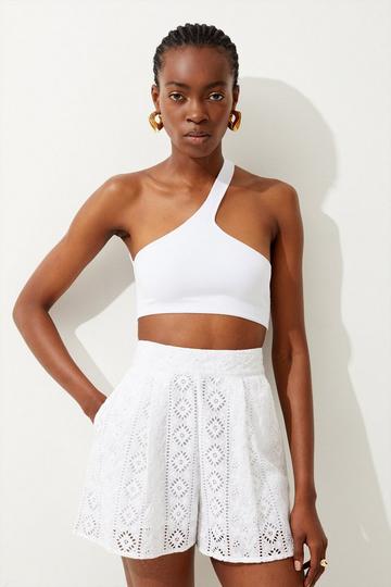 White Cotton Eyelet Short