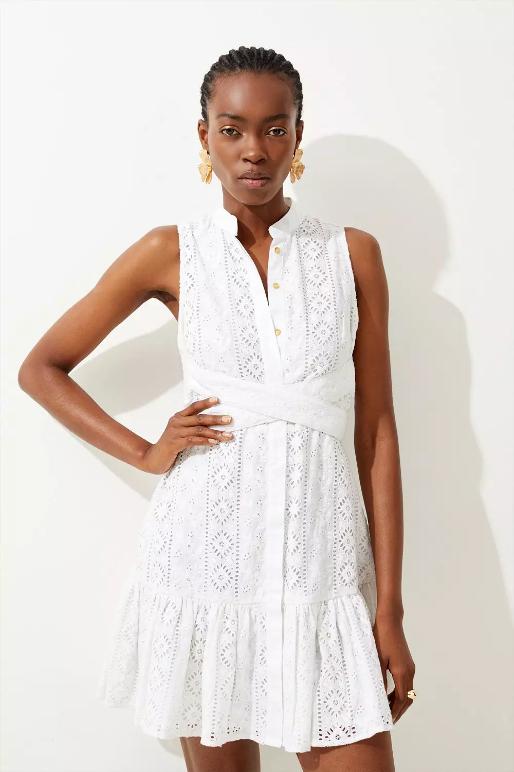 Broderie wrap dress clearance