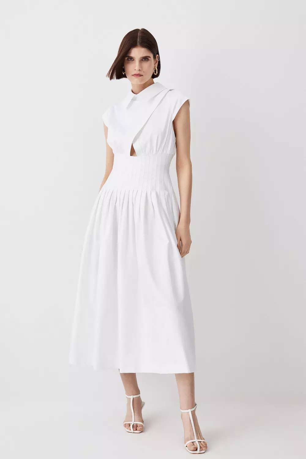 安心追跡【KAREN MILLEN】Lydia Millenアップリケバンドウマキシ Lydia Millen Cotton Wrap Detail Full Skirt Midaxi | Karen Millen