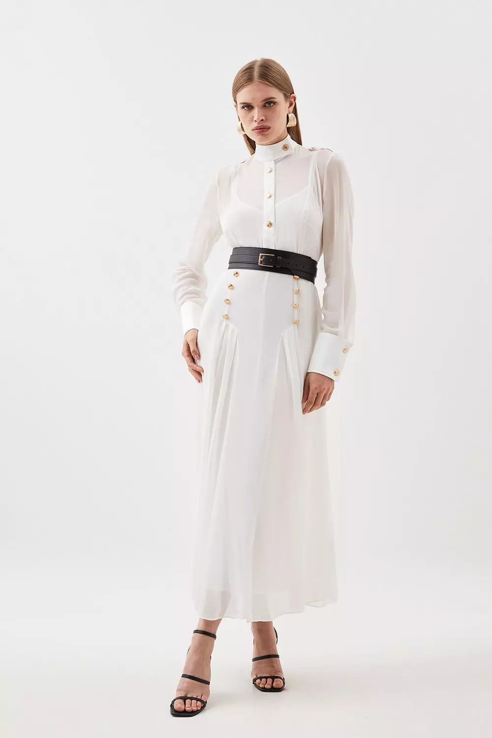 Karen millen white belted dress best sale
